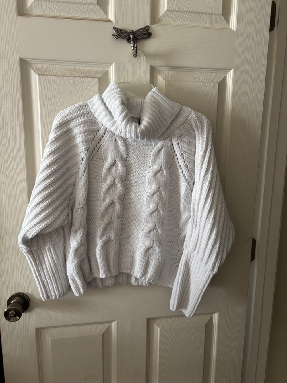 moon & madison White Cable-Knit Turtleneck Sweater